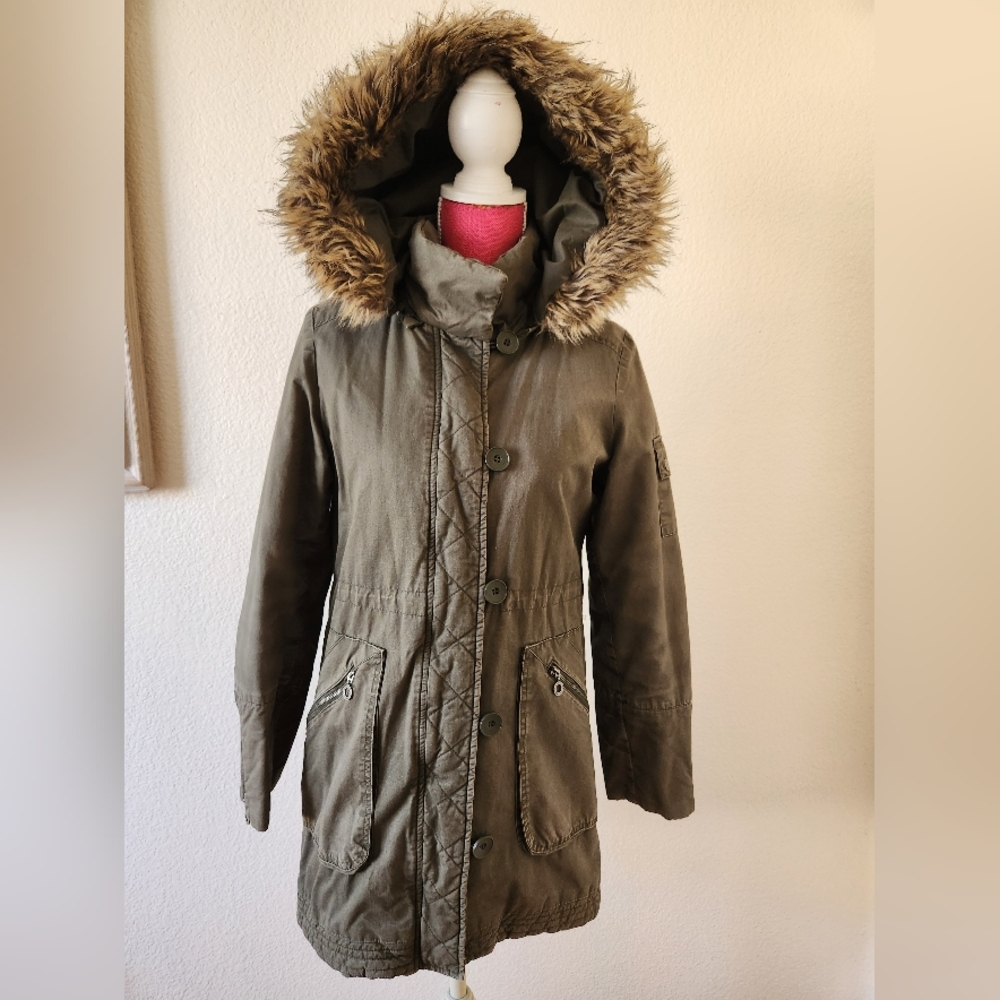 DKNY Green Hooded Jacket size S